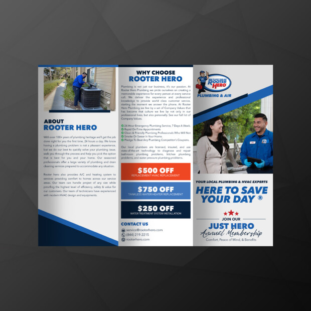 TriFold Design | Rooter Hero | Evee Salazar - Bloq Marketing
