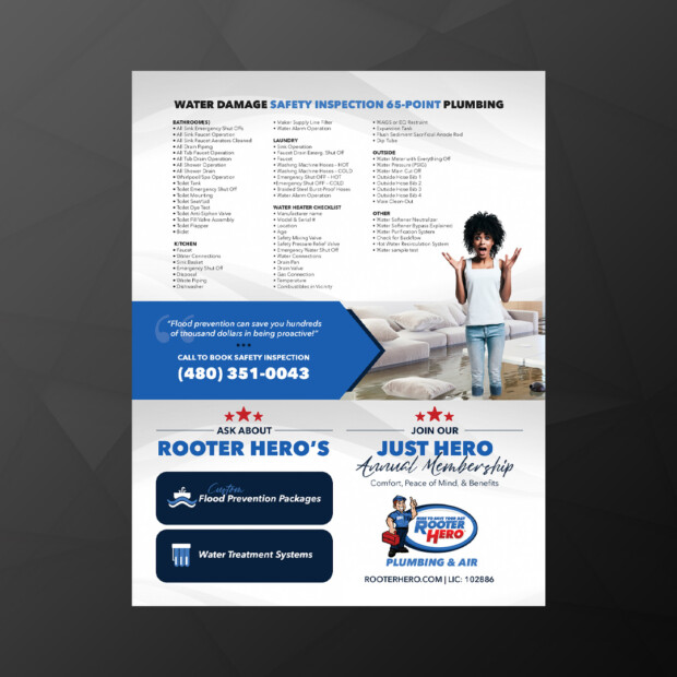 Warranty Sell Sheet Design | Rooter Hero | Evee Salazar - Bloq Marketing